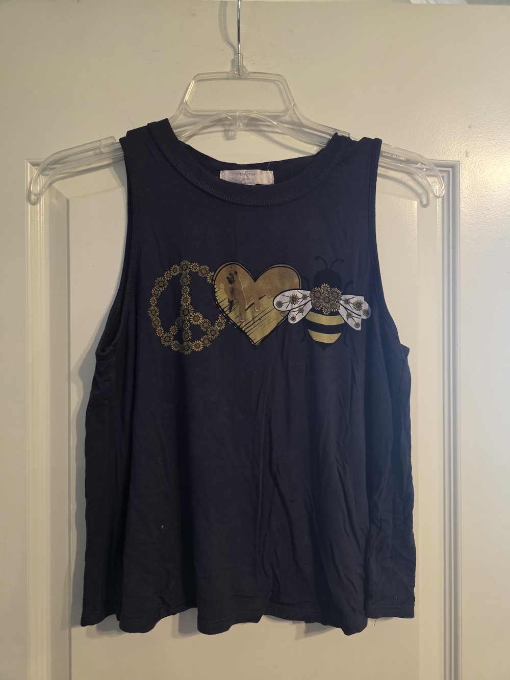 Girls' Navy Peace, Heart & Bee Graphic Tank
